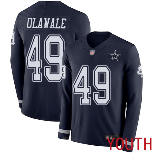 Youth Dallas Cowboys Limited Navy Blue Jamize Olawale #49 Therma Long Sleeve NFL Jersey->youth nfl jersey->Youth Jersey